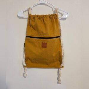 T-Bags Mustard Yellow Drawstring Canvas Backpack